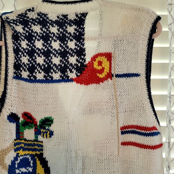 Heirloom Hand-Knit Golf Sweater Vest Medium Cardigan Retro Vintage Deadstock New - Picture 9 of 12